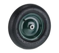Relaxdays Wheelbarrow Tyre, Spare Cart Wheel, Pneumatic, 4.00-8", Max. Load Capacity 120 kg, Axle, Garden, Black/Green, Rubber, 39 x 39 x 9 cm