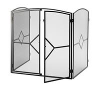 Relaxdays Spark Guard, Fireplace Screen with Door, HxWxD: 80 x 197 x 61 cm, Fire Safety, Wall Mounting, Iron, Black