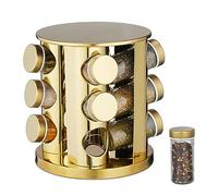 Spice carousel Herb Organizer Rotating Seasoning Holder 12 Jars Gold Finish