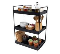 Relaxdays spice rack, 3 tiers, space-saving, kitchen organiser, HWD: 44 x 26 x 18 cm, bathroom organiser, metal, black
