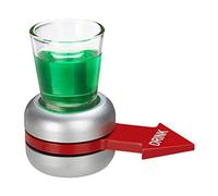 Relaxdays Drinking Game, Spin The Bottle, Red Arrow, 2 cl Glass, Fun Party Gag, Shot Spinner, Grey, 10 x 11.5 x 6 cm