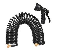 Relaxdays Spiral Hose, with Spray Head, Extends up to 10 m, Flexible Coil Hos...