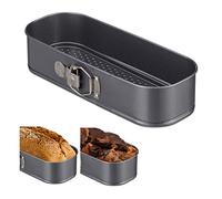 Relaxdays Springform Cake Pan, Long, Nonstick, Flat, Tea Bread, Loaf Cakes, Baking Tin, 31 x 12 cm, Anthracite
