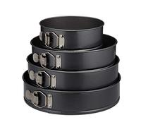 Relaxdays Springform Pan Cake Tin Set, 4-Piece, Circular Shape, Ø 18/24/26/28 cm, Baking Mould, Non-Stick Surface, 250° Heat-Resistant, Grey-Metallic
