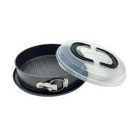 Relaxdays Springform Pan with Lid, Non-Stick Carbon Steel, 26 cm, Anthracite/Transparent