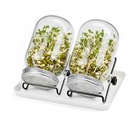 Relaxdays Sprouting jars 2-set with holder & tray
