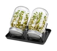 Relaxdays Sprouting jars 2-set with holder & tray