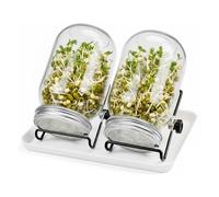 Relaxdays Sprouting jars 2-set with holder & tray