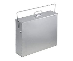 Relaxdays Square Ash Bucket with Lid, 15l, Galvanised Steel, Bin for Fireplace/Barbecue/Oven, HWD: 42x44.5x12 cm, Silver