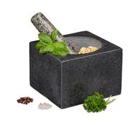 Relaxdays Square Granite Mortar with Pestle