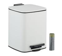 Relaxdays Square Pedal Bin 6L with Bin Liners