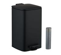Relaxdays Square Pedal Bin 8L with Bin Liners