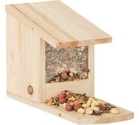 Relaxdays Squirrel Feeder for Placing, Wood, Weather-Resistant, HxWxD: ca 17.5