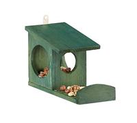 Relaxdays Squirrel Feeder House, Feeding Station Box, Hanging, Wooden, HWD: 17.5 x 14 x 25 cm, Dark Green, Wood, 17.5x12x25 cm