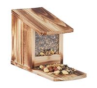 Relaxdays Squirrel Feeder House, Feeding Station Box, Standing, Wooden, HWD: 17.5 x 12 x 25 cm, Flamed