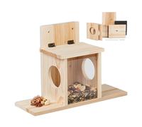 Relaxdays Squirrel Feeder, Kit, Wood, 2 Entrances & Platforms, for Hanging, Feeding House, HWD: 24 x 35 x 13 cm, Natural