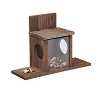 Relaxdays Squirrel Feeder, Wooden, 2 Entrances & Standing Platform, Feeding Station, Nut & Seed Dispenser, Brown
