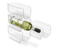 Relaxdays Stackable Bottle Holder for Fridge, Set of 4, HxWxD: 10.5 x 11 x 20.5 cm, Transparent