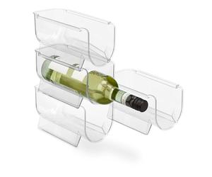 Relaxdays Stackable Bottle Holder for Fridge, Set of 4, HxWxD: 10.5 x 11 x 20.5 cm, Transparent