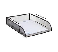 Relaxdays Stackable Paper Tray, Document Holder, Metal Desk Organiser, W x D 26 x 33.5 cm, Black, Steel, 33.5 x 26 x 8.5 cm