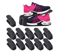 Relaxdays Stacking Shoe Slot Set of 12, Size 39/40, Non-Slip Shoe Rack, Organisers, Women’s Shoes, WxD: 9.5x24cm, Black