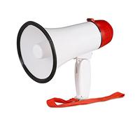Relaxdays Stadium Megaphone, Bullhorn, Ole Sound, Funny, Party, 10 Watt, Plastic, HxWxD: 21 x 13.5 x 22 cm, Red/White