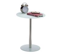 Relaxdays Stainless Steel and Glass Pedestal Table