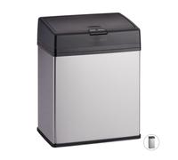 Relaxdays Bathroom Bin, Stainless Steel Indoor Dustin for the Bathroom & Kitchen, Push Function, 3 L, Silver