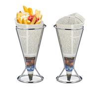 Relaxdays Stainless Steel Chip Cones Set of 4