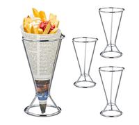 Relaxdays Stainless Steel Chip Cones Set Of 4