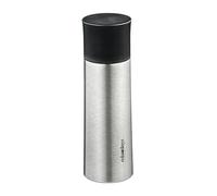 Relaxdays Stainless Steel Drinks Bottle, 400 ml, Leakproof, Cold & Hot Beverages, Vacuum Insulated, with Cup, Silver