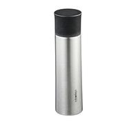 Relaxdays Stainless Steel Drinks Bottle, 500 ml, Leakproof, Cold & Hot Beverages, Vacuum Insulated, with Cup, Silver