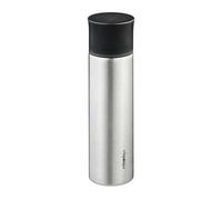 Relaxdays Stainless Steel Drinks Bottle, 750 ml, Leakproof, Cold & Hot Beverages, Vacuum Insulated, with Cup, Silver, 80% 20% Plastic