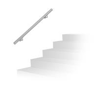 Relaxdays Handrail, Brushed Stainless Steel, Between 100 cm, Banister with Wall Holders and Metal Screws, Grey