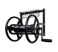 Relaxdays Stainless Steel Hose Reel, Wall Mount, 40m, Click Coupling, 56x48x42cm, Black
