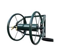 Relaxdays Stainless Steel Hose Reel, Wall-Mount with Quick-Connect, 60m, Green, 55x48x42 cm