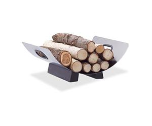 Relaxdays Stainless Steel Log Cradle, Modern Firewood Basket, Metal Log Carrier Holder, H x W x D: 16 x 41 x 33 cm, Silver