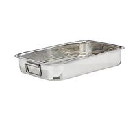 Relaxdays Stainless Steel Roasting Pan, Oven Dish, Dishwasher-Safe, Silver, Size L