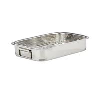 Relaxdays Stainless Steel Roasting Pan, Oven Dish, Dishwasher-Safe, Silver, Size M