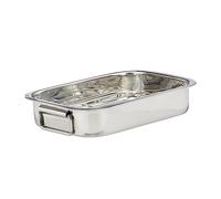 Relaxdays Stainless Steel Roasting Pan, Oven Dish, Dishwasher-Safe, Silver, Size S