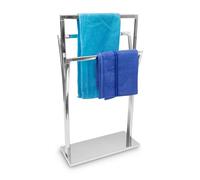 Relaxdays Towel Rack Curved H x W x D: 86 x 50 x 20 cm Free Standing Towel Rail Small Clothes Butler in Stainless Steel Finish Bath Towel Holder