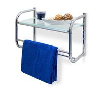 Relaxdays Stainless steel wall shelf towel rail