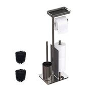 Relaxdays Stainless steel WC set with shelf
