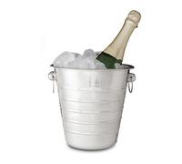 Relaxdays Stainless Steel Cooler with Handles, Ice Bucket for Wine and Champagne Bottles, Party, Wedding, D: 21.5 cm, Silver, 21.5 x 21.5 x 20.5 cm