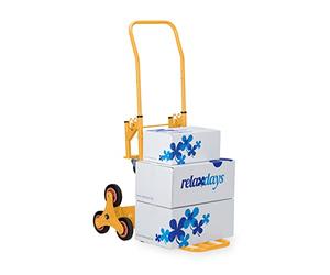 Relaxdays Stair Climbing Hand Truck, Folding Cart, up to 50/150 kg, Solid Rubber Tyres, Height Adjustable, Yellow