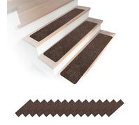 Relaxdays 16-Piece Rectangular Stair Mats, Self-Adhesive, 75 x 20 cm, Brown