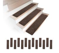 Relaxdays stair mats, 16-piece set, rectangular 75 x 20 cm, self-adhesive, brown