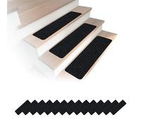 Relaxdays Stair Mats Set of 16, Rectangular, Self-Adhesive, 65 x 20 cm, Black