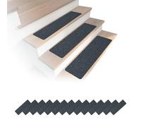 Relaxdays stair mats, set of 16, rectangular stair treads, 65 x 20 cm, self-adhesive, dark grey