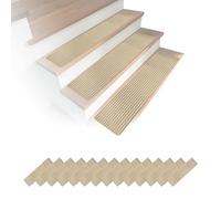 Relaxdays Stair Mats Set of 16, Self-Adhesive, Rectangular, 75 x 20 cm, Beige